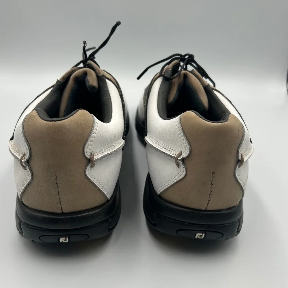FootJoy Contour Series Mens 11 N White Black‎ Tan Leather Golf Shoes 54174